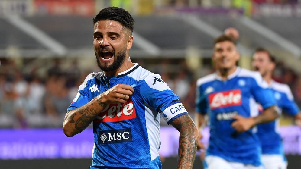 Napolis Insigne jubelt nach seinem Treffer gegen Florenz © 2019 Andreas Solaro/AFP/Getty Images